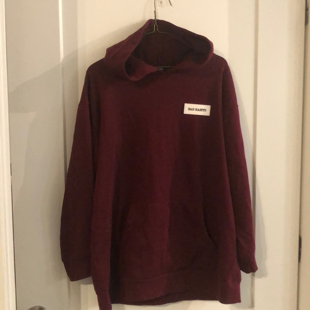 Bad Habits Maroon Oversized Hoodie